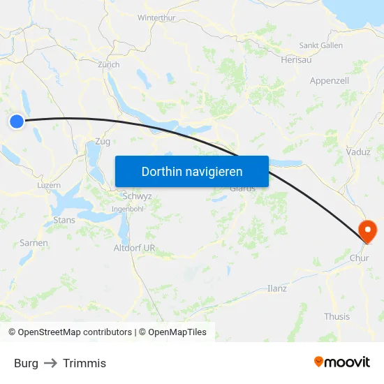 Burg to Trimmis map