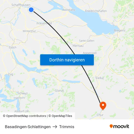 Basadingen-Schlattingen to Trimmis map