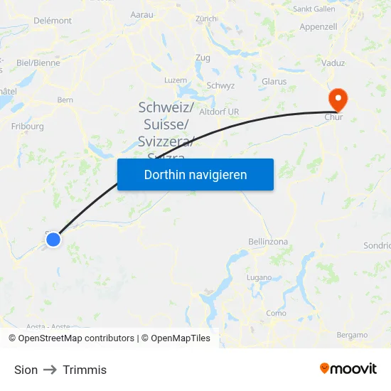 Sion to Trimmis map