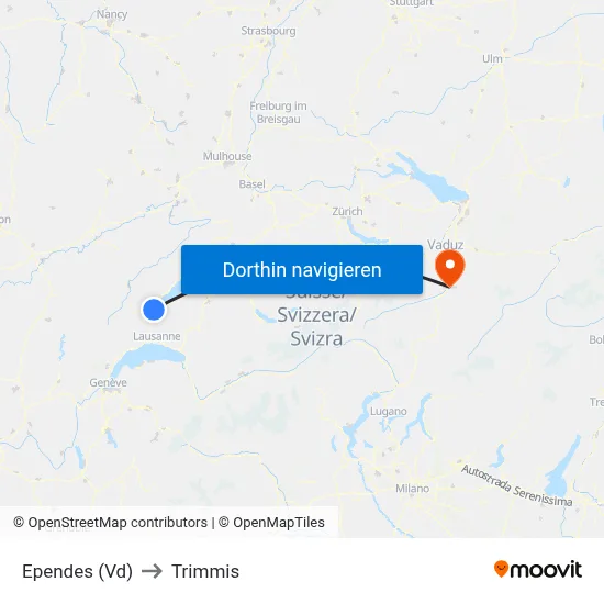 Ependes (Vd) to Trimmis map