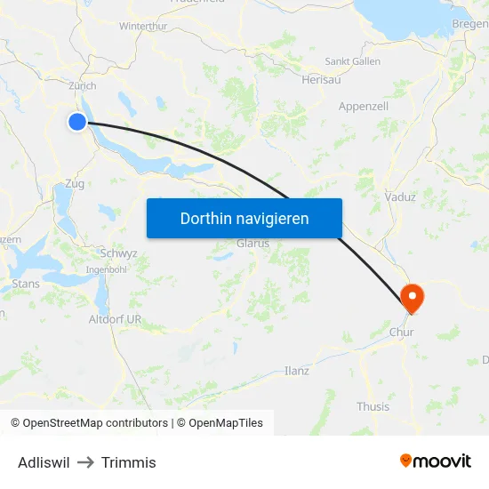 Adliswil to Trimmis map