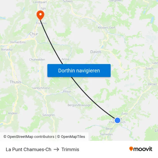 La Punt Chamues-Ch to Trimmis map