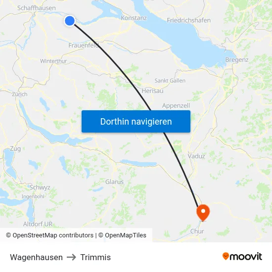 Wagenhausen to Trimmis map