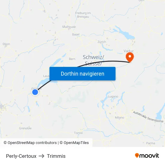 Perly-Certoux to Trimmis map