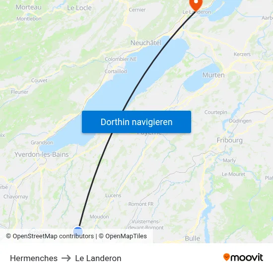Hermenches to Le Landeron map