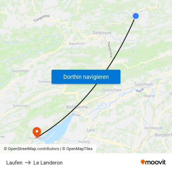 Laufen to Le Landeron map