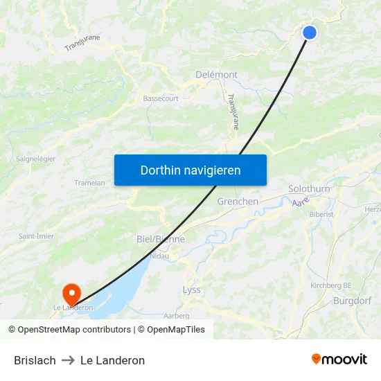 Brislach to Le Landeron map