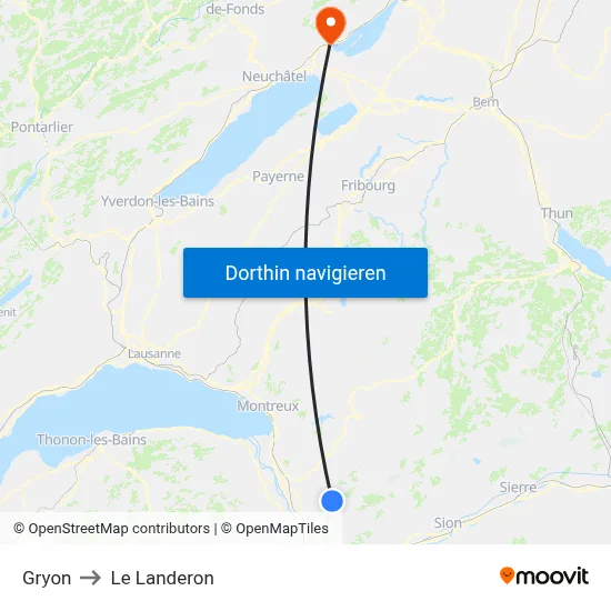 Gryon to Le Landeron map