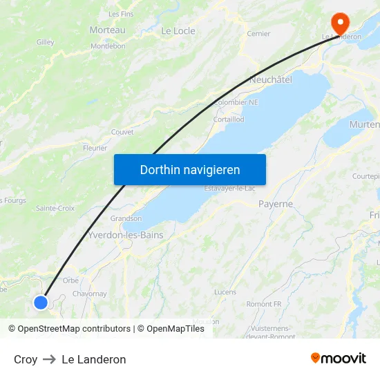 Croy to Le Landeron map
