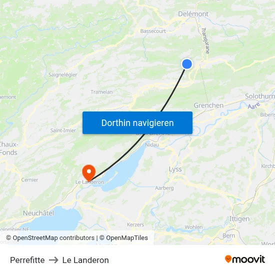Perrefitte to Le Landeron map