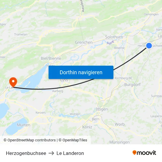 Herzogenbuchsee to Le Landeron map