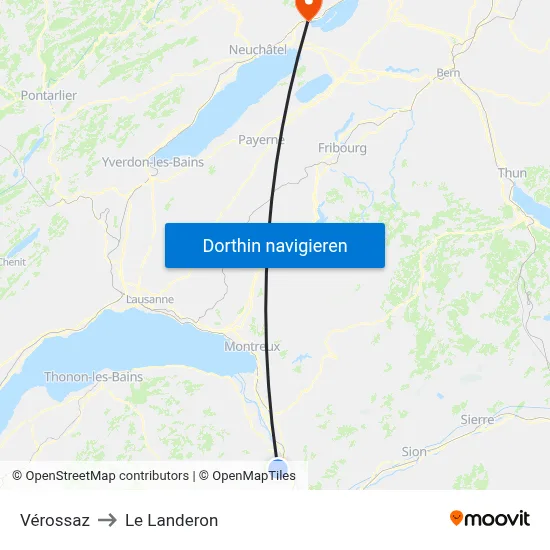 Vérossaz to Le Landeron map