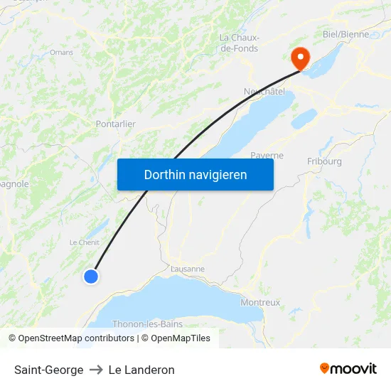 Saint-George to Le Landeron map
