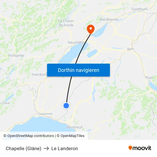 Chapelle (Glâne) to Le Landeron map