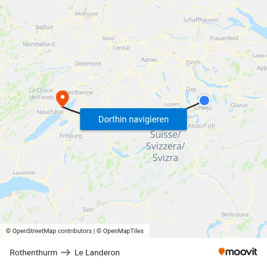 Rothenthurm to Le Landeron map