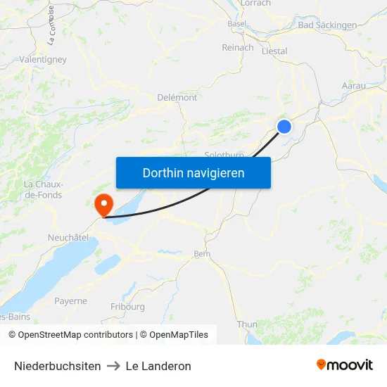 Niederbuchsiten to Le Landeron map