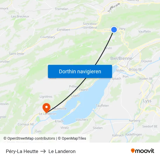 Péry-La Heutte to Le Landeron map