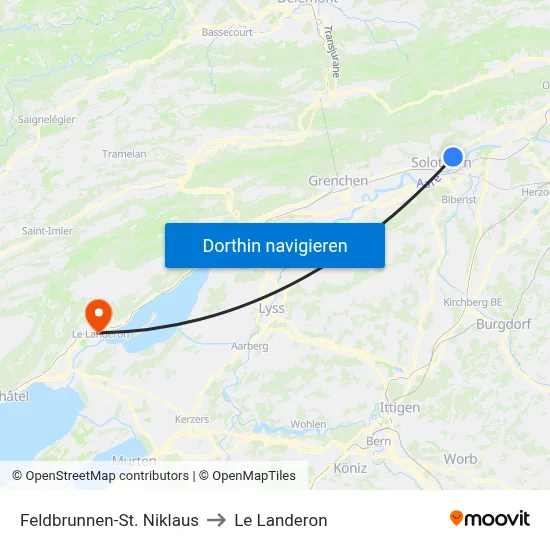 Feldbrunnen-St. Niklaus to Le Landeron map