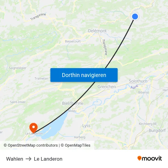 Wahlen to Le Landeron map