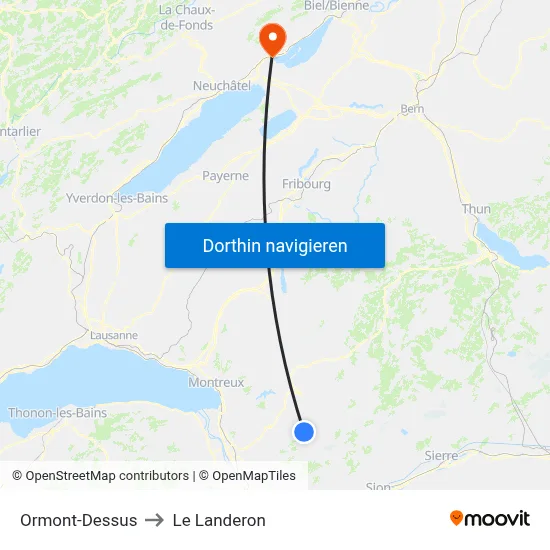 Ormont-Dessus to Le Landeron map