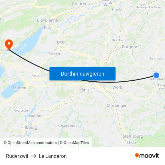 Rüderswil to Le Landeron map
