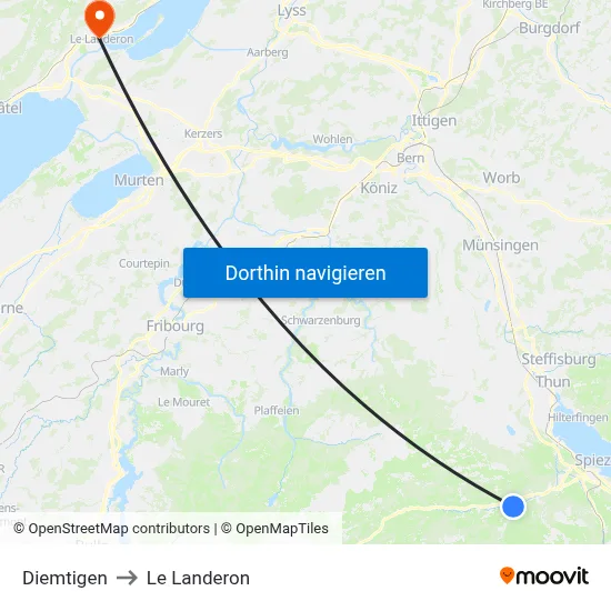 Diemtigen to Le Landeron map
