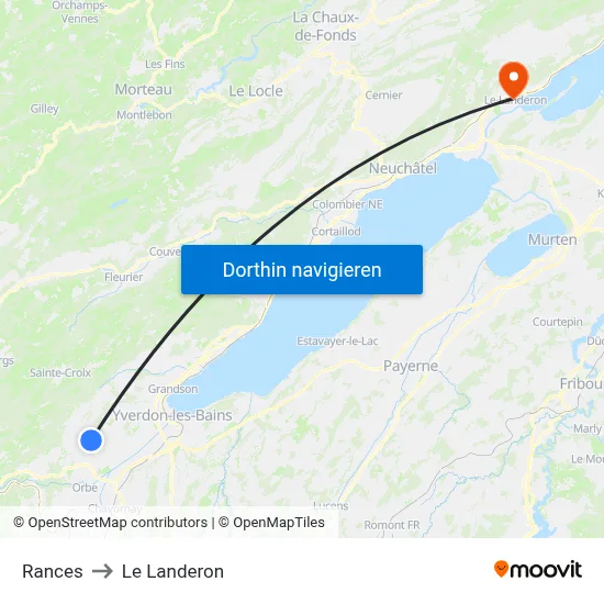Rances to Le Landeron map
