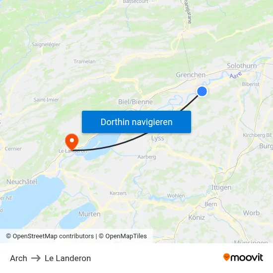Arch to Le Landeron map