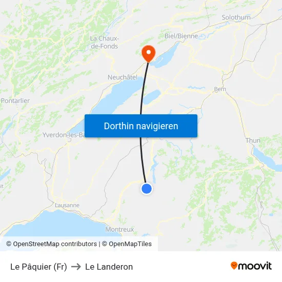 Le Pâquier (Fr) to Le Landeron map
