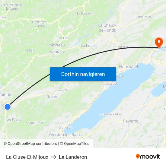 La Cluse-Et-Mijoux to Le Landeron map