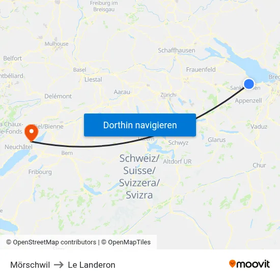 Mörschwil to Le Landeron map