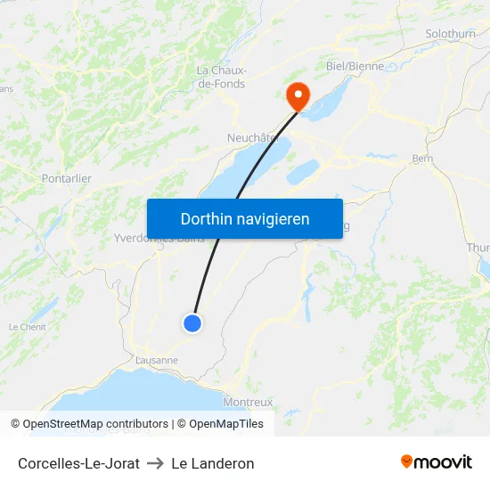 Corcelles-Le-Jorat to Le Landeron map