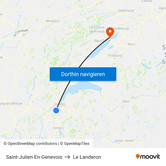 Saint-Julien-En-Genevois to Le Landeron map