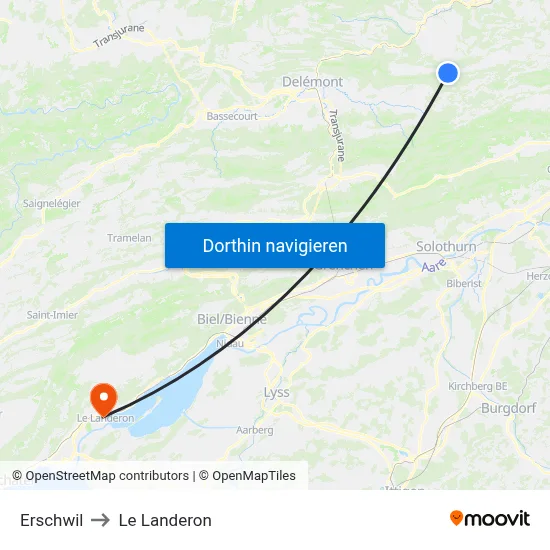 Erschwil to Le Landeron map