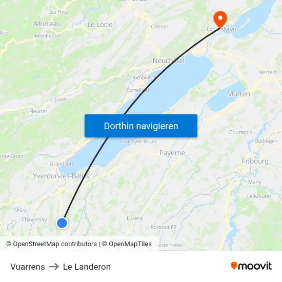 Vuarrens to Le Landeron map