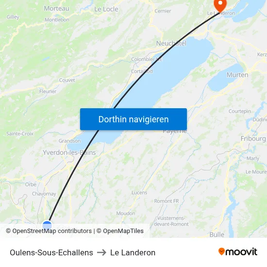 Oulens-Sous-Echallens to Le Landeron map