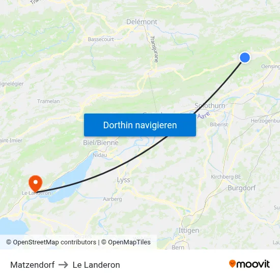 Matzendorf to Le Landeron map