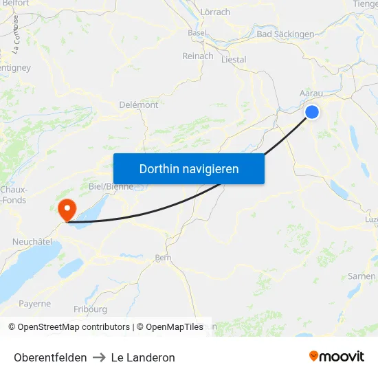 Oberentfelden to Le Landeron map