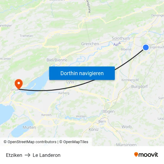 Etziken to Le Landeron map