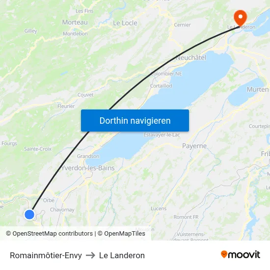Romainmôtier-Envy to Le Landeron map