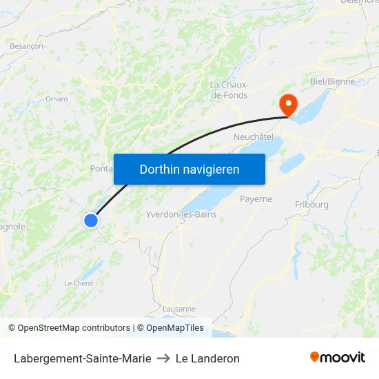 Labergement-Sainte-Marie to Le Landeron map