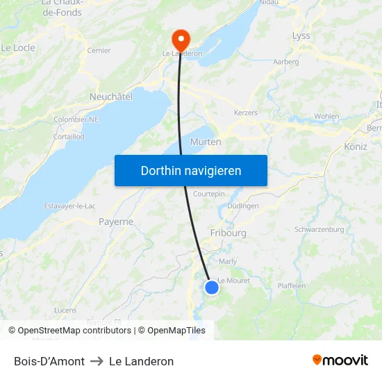 Bois-D’Amont to Le Landeron map