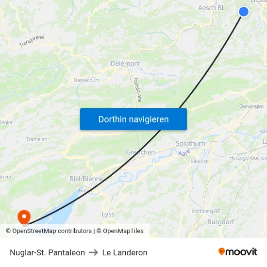 Nuglar-St. Pantaleon to Le Landeron map