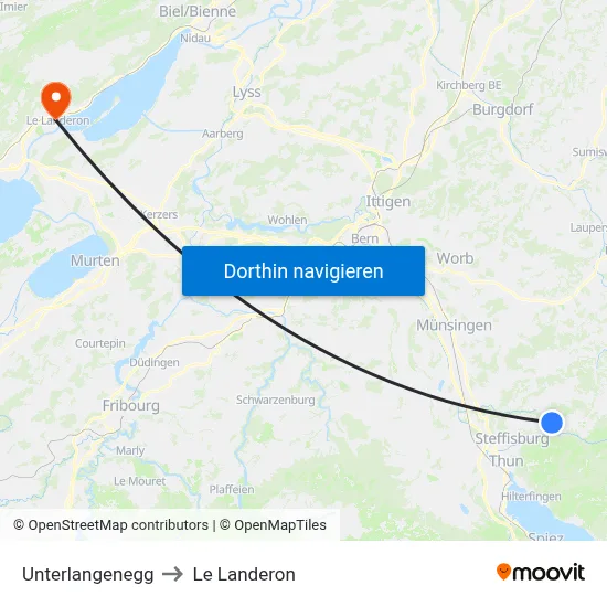 Unterlangenegg to Le Landeron map