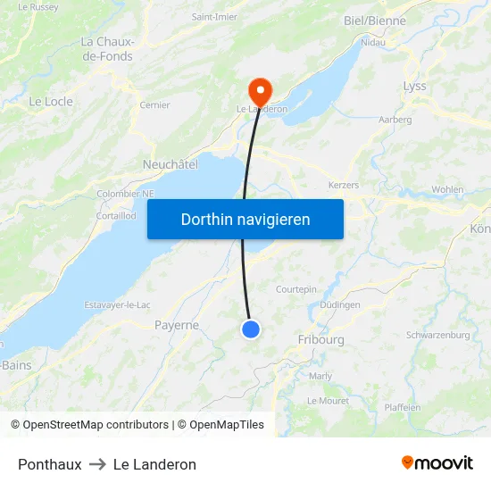 Ponthaux to Le Landeron map