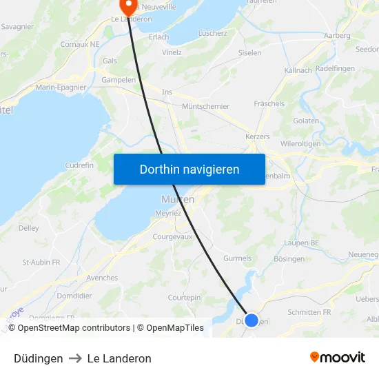 Düdingen to Le Landeron map