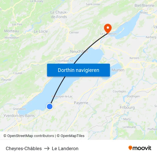 Cheyres-Châbles to Le Landeron map