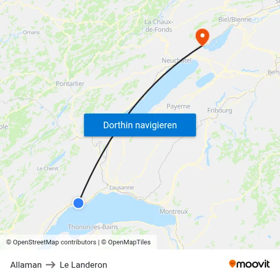 Allaman to Le Landeron map