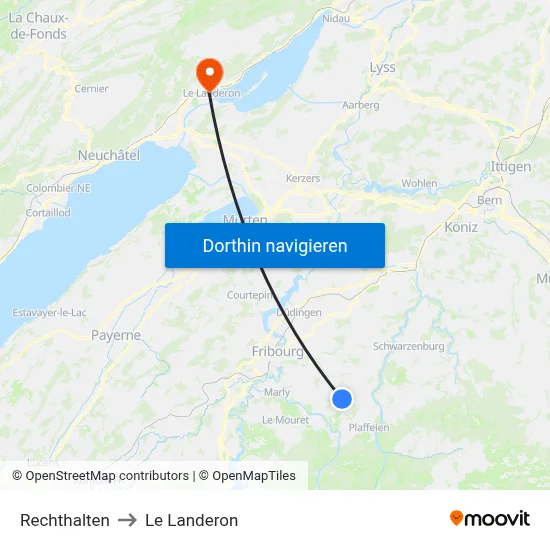 Rechthalten to Le Landeron map