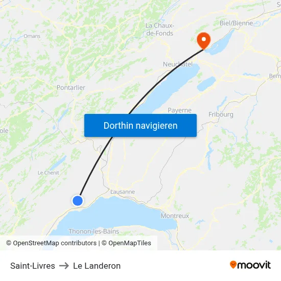 Saint-Livres to Le Landeron map